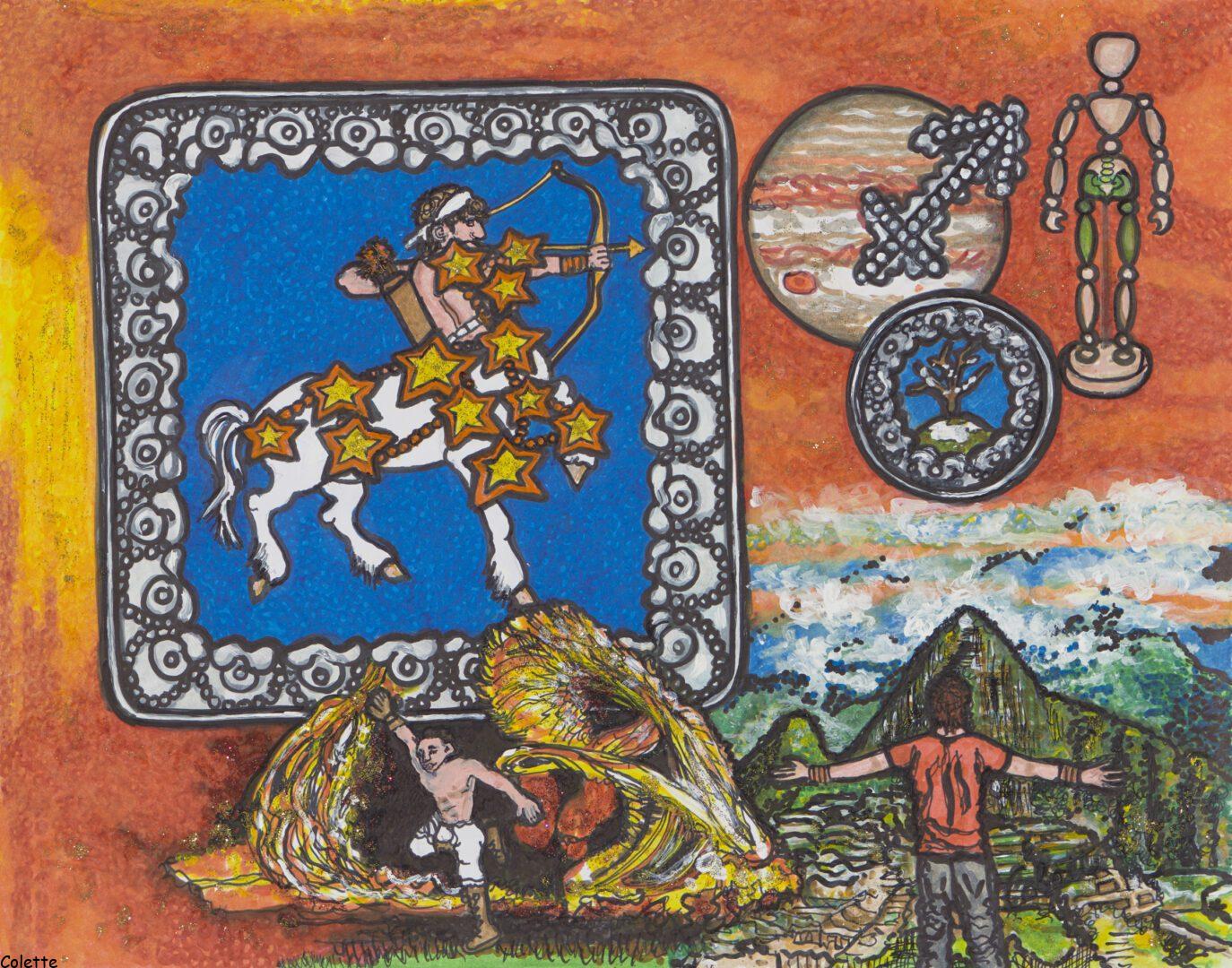 A painting of a man and a horse.